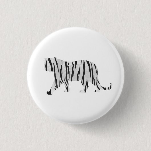 Badge Rond 2,50 Cm Tigre Silhouette Noir et Blanc (Devant)