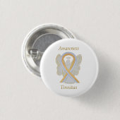 Badge Rond 2,50 Cm Tinnitus Gold/Silver Sensibilisation Ruban Angel P (Devant & derrière)