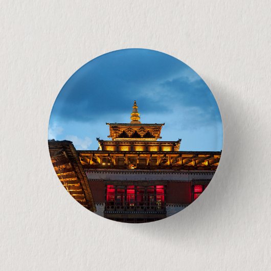 Badge Rond 2,50 Cm Toit Dzong bouddhiste (Devant)