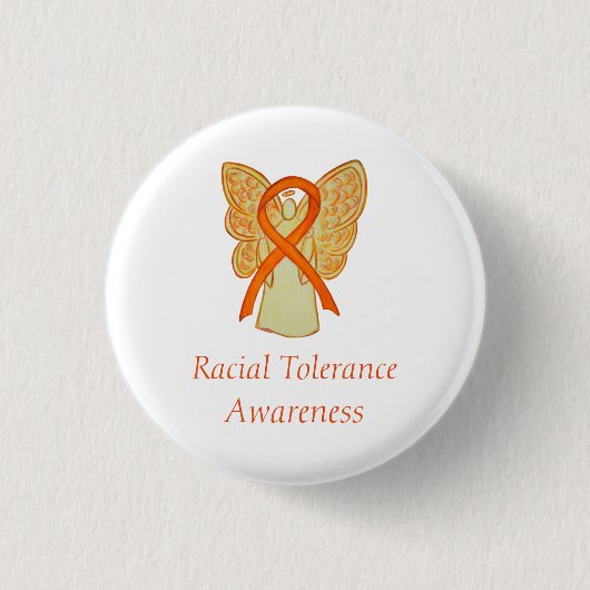 Badge Rond 2,50 Cm Tolérance raciale Angle de sensibilisation orange (Devant)
