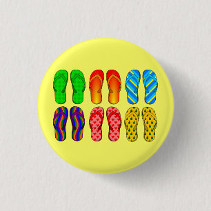 Badge Rond 2,50 Cm Tongs de plage colorés