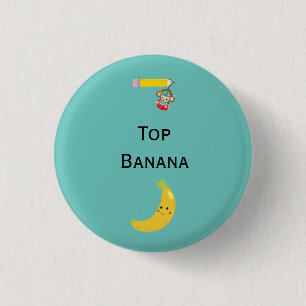 Badge Rond 2,50 Cm Top Banana with Hanging Monkey Award Ruban