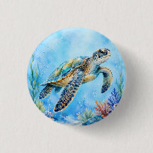 Tortue de mer à l'aquarelle sous l'eau