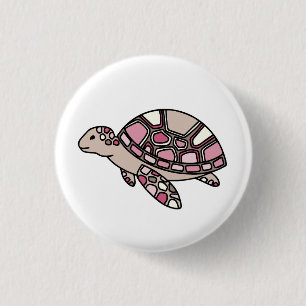 Badge Rond 2,50 Cm Tortue de mer rose