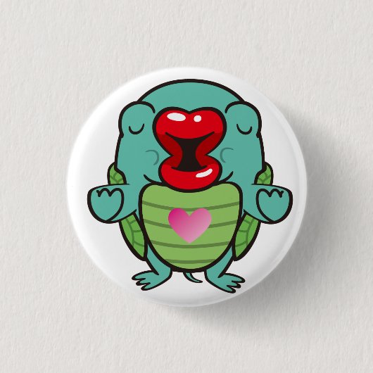 Badge Rond 2,50 Cm tortue embrassante (Devant)