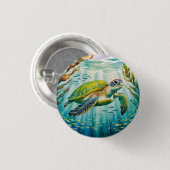 Badge Rond 2,50 Cm Tortue peinte (Devant & derrière)