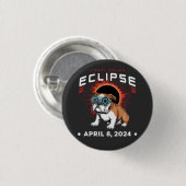 Badge Rond 2,50 Cm Total Éclipse Solaire Avril 2024 Cadeaux de Bulldo (Devant & derrière)