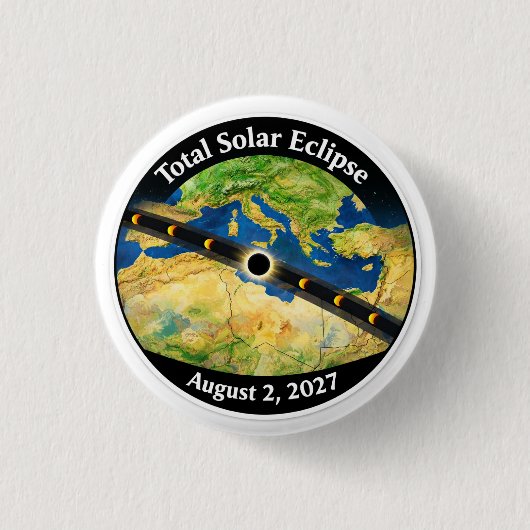 Badge Rond 2,50 Cm Total Solar Eclipse 2027 Map (Devant)