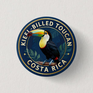 Badge Rond 2,50 Cm Toucan à bec caréné Costa Rica Oiseau tropical