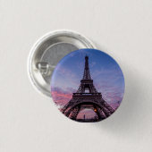 Badge Rond 2,50 Cm Tour Eiffel Ciel rose violet (Devant & derrière)