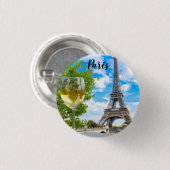Badge Rond 2,50 Cm Tour Eiffel verre tourné (Devant & derrière)