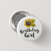 Badge Rond 2,50 Cm Tournesol Bouton fille anniversaire (Devant & derrière)