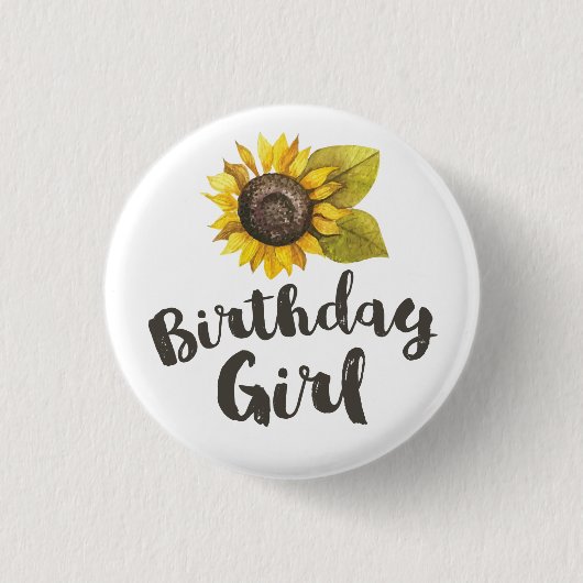 Badge Rond 2,50 Cm Tournesol Bouton fille anniversaire (Devant)