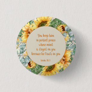 Badge Rond 2,50 Cm Tournesol Feuille Bible Verse Garder la paix parfa