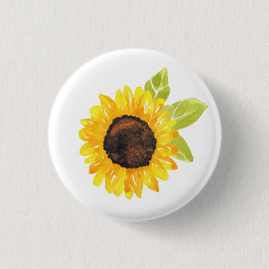 Badge Rond 2,50 Cm Tournesol Peint À La Main (Devant)