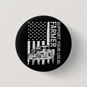 Badge Rond 2,50 Cm Tracteur agricole patriote drapeau États-Unis Fête