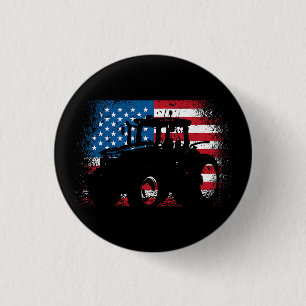 Badge Rond 2,50 Cm Tractor USA Drapeau design pour Patriotic Farmer