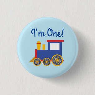 Badge Rond 2,50 Cm Train Cute Choo-Choo 1er Anniversaire Thème
