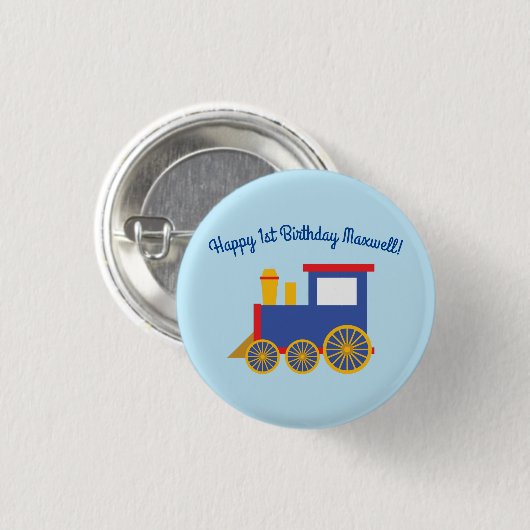 Badge Rond 2,50 Cm Train Cute Choo-Choo 1er Anniversaire Thème (Devant & derrière)