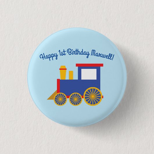 Badge Rond 2,50 Cm Train Cute Choo-Choo 1er Anniversaire Thème (Devant)