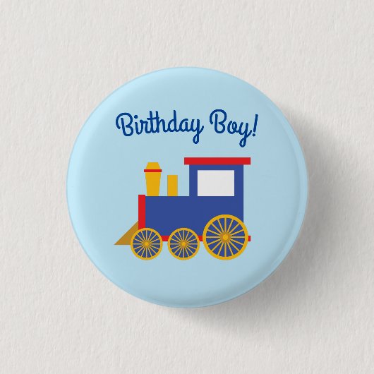 Badge Rond 2,50 Cm Train Cute Choo-Choo 1er Anniversaire Thème (Devant)