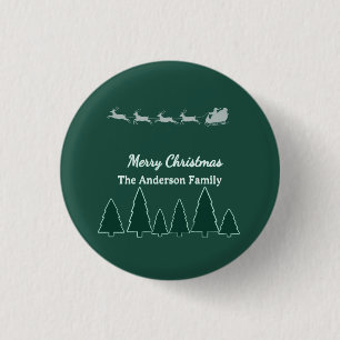 Badge Rond 2,50 Cm Traîneau de Noël Famille Evergreen Winter Glow