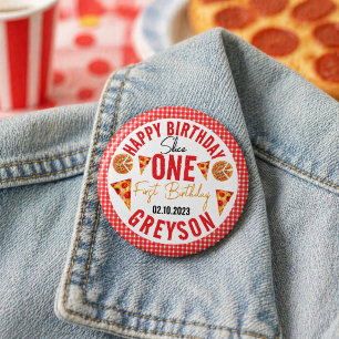 Badge Rond 2,50 Cm Tranches Modernes Tranches Bébé Pizza 1er Annivers