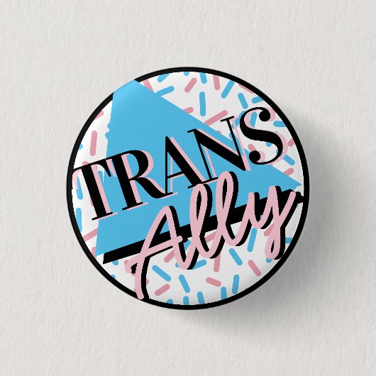 Badge Rond 2,50 Cm Trans Ally Rose Blue Sprinkles 90s LGBT (Devant)