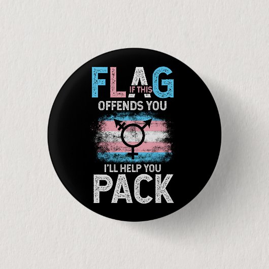 Badge Rond 2,50 Cm Transgenre Si Ce Drapeau Vous Offense Trans Transg (Devant)