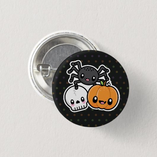 Badge Rond 2,50 Cm Trats button d'Halloween (Devant & derrière)