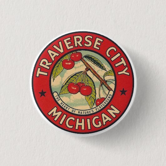 Badge Rond 2,50 Cm Traverse City, Michigan (Devant)