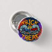 Badge Rond 2,50 Cm Treak ou Treat Scary Halloween (Devant & derrière)