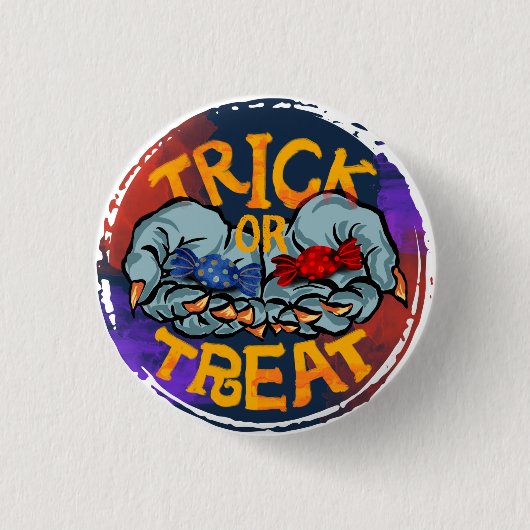 Badge Rond 2,50 Cm Treak ou Treat Scary Halloween (Devant)
