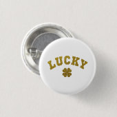 Badge Rond 2,50 Cm Trèfle Chanceux Saint Patrick (Devant & derrière)