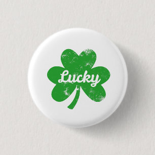 Badge Rond 2,50 Cm Trèfle Chanceux St Patrick's Day