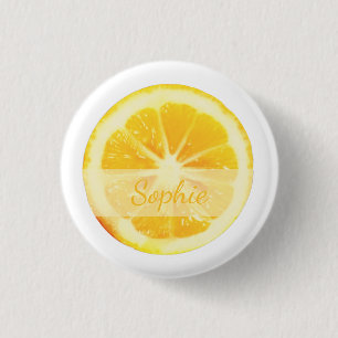 BADGE ROND 2,50 CM TRENDY FUN YELLOW FRESH CUT LEMON CITRUS FRUIT