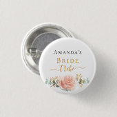 Badge Rond 2,50 Cm Tribu de mariée rose gold floral eucalyptus verdur (Devant & derrière)