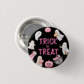 Badge Rond 2,50 Cm Trick Or Three Halloween Ghost Birthday Party (Devant & derrière)