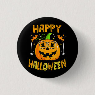 Badge Rond 2,50 Cm Trick Or Treat Halloween Drôle Citrouille Joyeux H