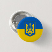 Badge Rond 2,50 Cm Trident Drapeau de l'Ukraine (Devant & derrière)