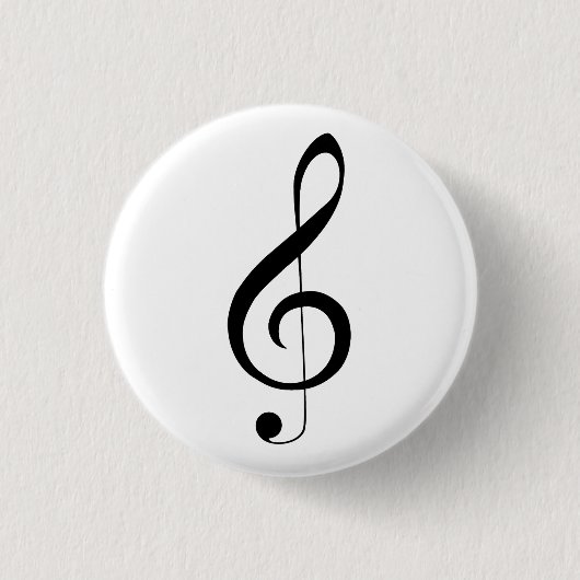 Badge Rond 2,50 Cm Triple Clef Musical Note, (Devant)