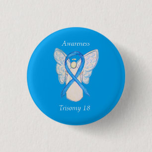 Badge Rond 2,50 Cm Trisomie 18 Sensibilisation Angel Ruban Art Pin