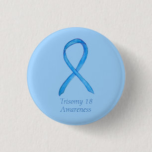 Badge Rond 2,50 Cm Trisomy 18 Sensibilisation Ruban d'art personnalis