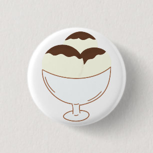 Badge Rond 2,50 Cm Trois boules de glace à la vanille au chocolat