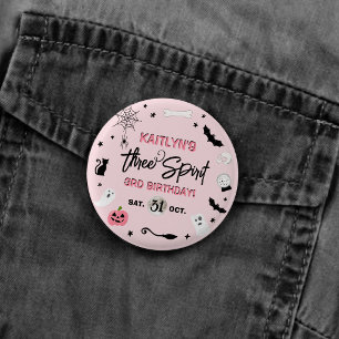 Badge Rond 2,50 Cm Trois Esprits ! Fête d'anniversaire Halloween 3 an