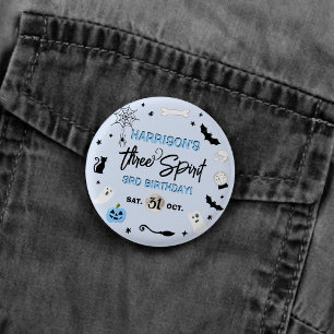 Badge Rond 2,50 Cm Trois Esprits ! Garçons Halloween 3e Anniversaire
