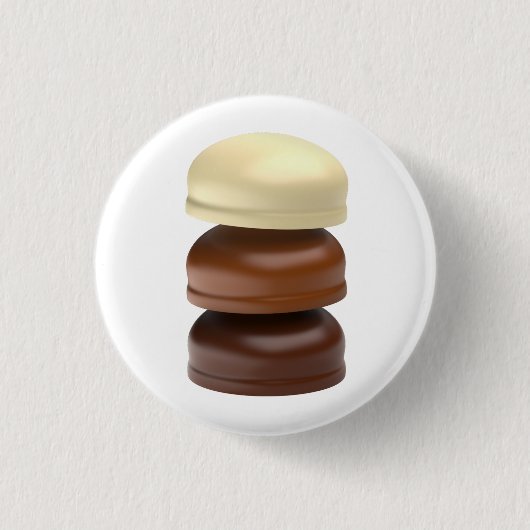 Badge Rond 2,50 Cm Trois marshmallows enrobés de chocolat (Devant)