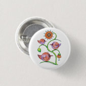 Badge Rond 2,50 Cm "Trois oiseaux dans arbre" (Devant & derrière)