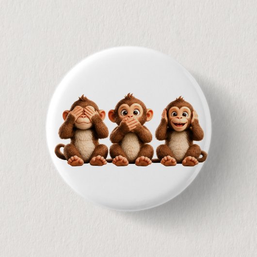 Badge Rond 2,50 Cm Trois singes sages (Devant)