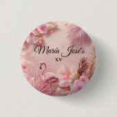 Badge Rond 2,50 Cm Tropical Flamingo Quinceañera, custom (Devant)